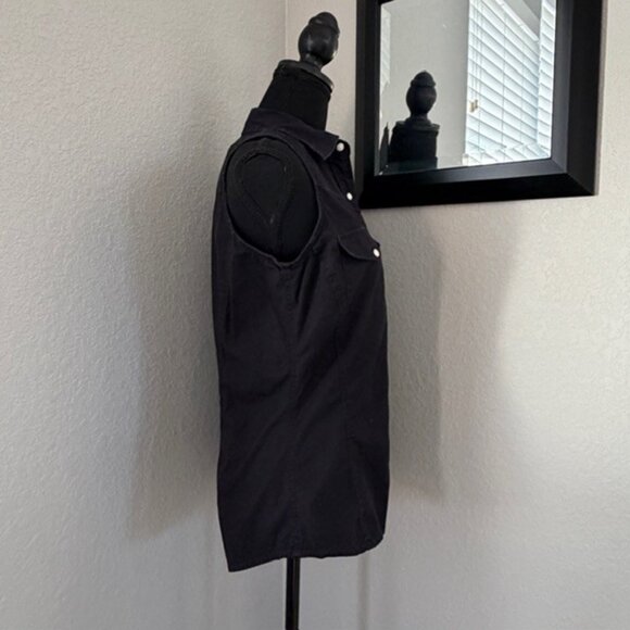 CARHARTT Black Sleeveless Pearl Snap Button Vest Shirt Medium - Picture 3 of 11